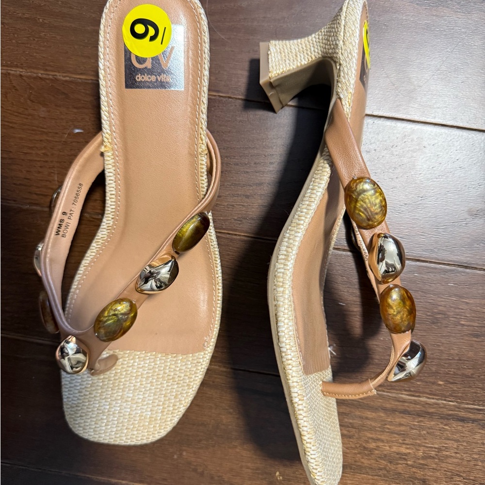 Dolce Vita Brown and Cream Heeled Sandals